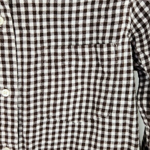Madewell Plaid Tie Front Button Up Lightweight Flannel Shirt Brown White sz S - Picture 5 of 8